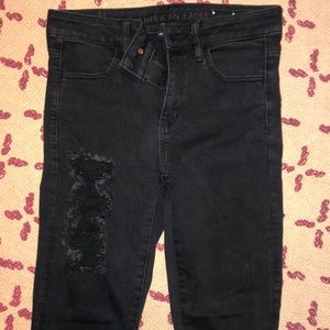 Women’s HiRise American Eagle Black Ripped Jeans